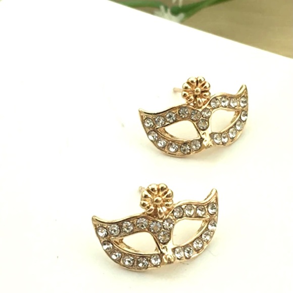 “Crystal Masquerade Mask” Eyes Wide Shut Masque Carnival Circus Mardi Gras Studs - Picture 5 of 8